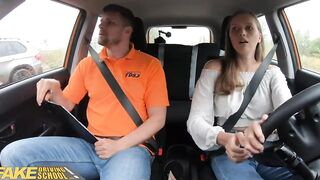 Fake Driving School Dark Haired with Great Titties Plowed During Lesson
