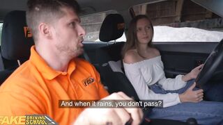 Fake Driving School Dark Haired with Great Titties Plowed During Lesson