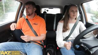 Fake Driving School Dark Haired with Great Titties Plowed During Lesson