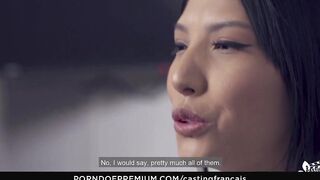 CASTING FRANCAIS - Amateur Canadian dark hair nailed into first time sex on camera
