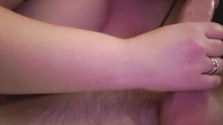 View me cum and then stroke his load all over me