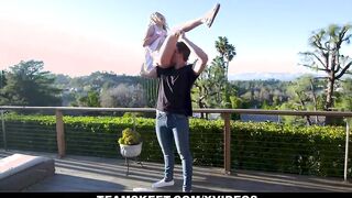 Tiny Blonde beauty Coco Lovelock Lets Huge Boyfriend Eat Her Out