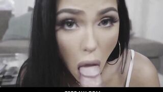 SisRaw - Huge Jugs Hispanic 18 Year Old Stepsister MJ Fresh Nailed By Little StepBrother Into Family Room