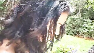 wild hispanic sex on the meadow, they push a big sex toy inside their tight cunts