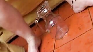 Bolognese housewife masturbates at home with a dildo