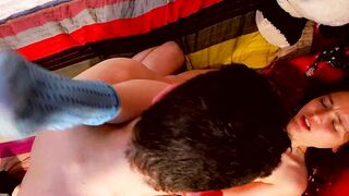 Closeup hot young lovers having rough sex