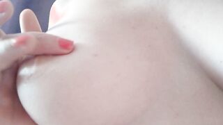 Amateur big boobed goddess plays with her young jugs and rough nipples