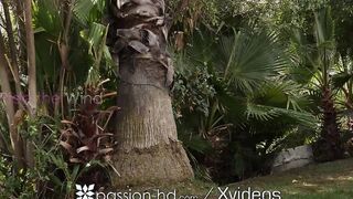 PASSION-HD Blonde Fucked With Cum Splash Facial Inside Backyard