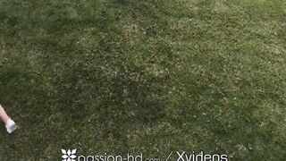 PASSION-HD Blonde Fucked With Cum Splash Facial Inside Backyard