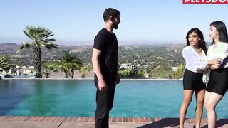 ScamAngels - Ember Snow and Jade Kush American Babes Share Long Cock