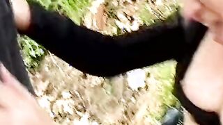 Real old Italian bimbo fuck into the open air