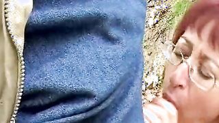 Real old Italian bimbo fuck into the open air