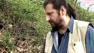 Real old Italian bimbo fuck into the open air