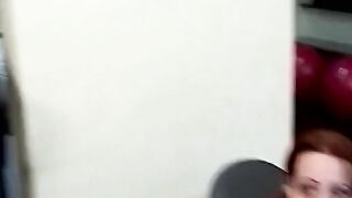 Italian cunt with mouth with bushy vagina gets screwed into the gym
