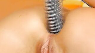 Blonde German milf enjoy a thick toy deep in her holes