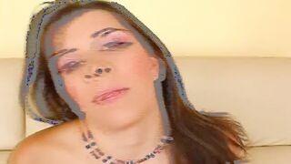 Round butt German cunt with mouth putting a pink sex toy inside her bushy vagina