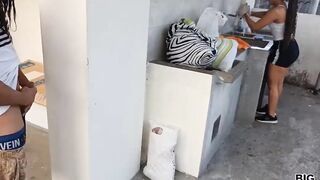 Sex with step-daughter on the roof of the house the next door almost caught us fucking