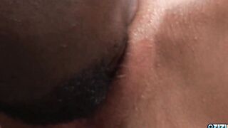 Her tight snatch is squeaking as the blonde is rides a penis inside an interracial