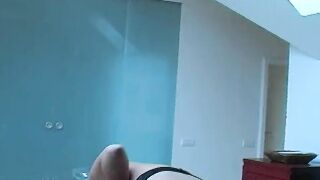 Tights wearing Germa thot showing off her big boobed body and her bald snatch
