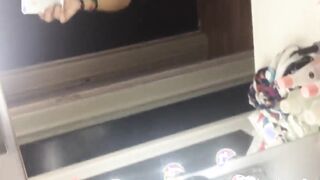 Vulgar step daughter records herself in the restroom