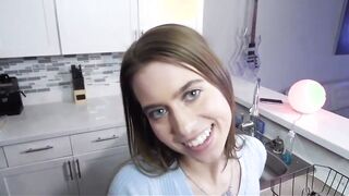 Small Blonde 19 Year Old step daughter Jill Kassidy Nailed By stepdaddy On Kitchen Counter pov