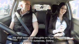 Deeply mom outdoors boned outdoors inside vehicle by instructor