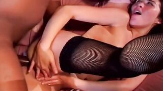 Turned On dark hair 19 yo loves to nailed with a long ebony dick