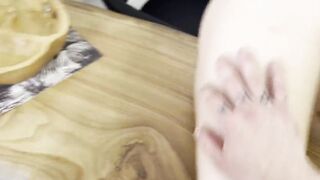 Blonde bombshell sucking off a cock inside pov