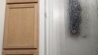 Hotwife finger fucked after taking shower, web cam performance