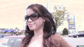 19 Yo gets picked up on the parking lot and gets her trimmed vagina hammered