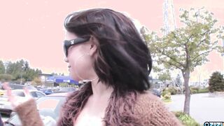 19 Yo gets picked up on the parking lot and gets her trimmed vagina hammered