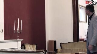 German long breasts Milf at 3-way double penetration