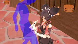 Genshin Impact Animated - Xinyan Hand Job and bj - Japanese chinese Manga Animated Clip Game Porn