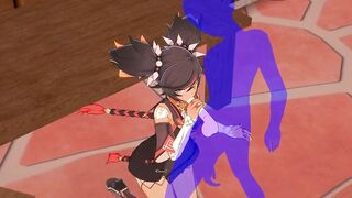 Genshin Impact Animated - Xinyan Hand Job and bj - Japanese chinese Manga Animated Clip Game Porn