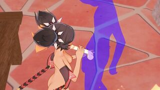 Genshin Impact Animated - Xinyan Hand Job and bj - Japanese chinese Manga Animated Clip Game Porn