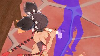 Genshin Impact Animated - Xinyan Hand Job and bj - Japanese chinese Manga Animated Clip Game Porn