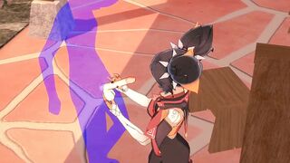 Genshin Impact Animated - Xinyan Hand Job and bj - Japanese chinese Manga Animated Clip Game Porn