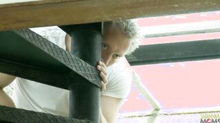 Catching the mom masturbating leads to his long penis being blown and ridden