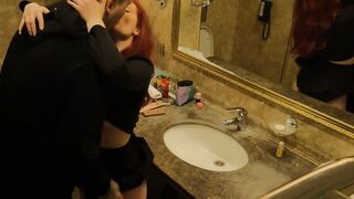 An important met had to be postponed. 18 Yo having fun into the restroom