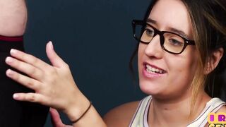 CFNM amateur pigtailed 19 yo jerks dick till jizzed