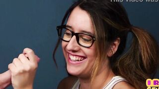 CFNM amateur pigtailed 19 yo jerks dick till jizzed
