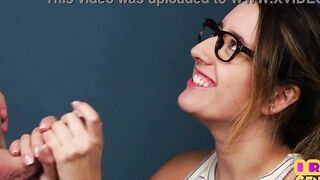 CFNM amateur pigtailed 19 yo jerks dick till jizzed