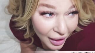 This blonde stepmom from UK has awesome long titted and she wants to try anal sex