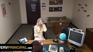 Huge Hooters StepMom Gigi Dior Bends Over The Professor's Desk To Save Her StepSon - Perv Principal