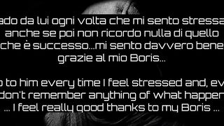 Italian cocksucker speaks with the dick inside her mouth and blows it deep down her throat
