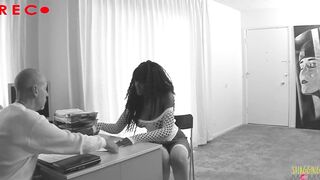 She wants to work with her favorite porn director and gets pounded inside his office