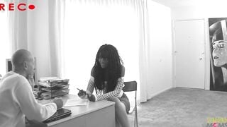 She wants to work with her favorite porn director and gets pounded inside his office