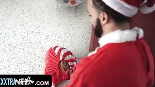 Exxxtra Tiny - Bombshell Slim cunt with mouth Inside Costume Surprises Santa And Gets Spanked For Not Doing Her Duties