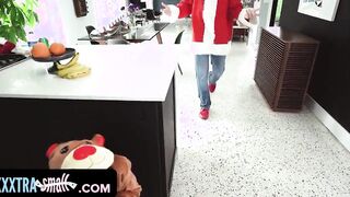 Exxxtra Tiny - Bombshell Slim cunt with mouth Inside Costume Surprises Santa And Gets Spanked For Not Doing Her Duties