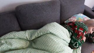 stepsister comes Home for Christmas and Stepbrother Fucks her while Napping inside livingroom